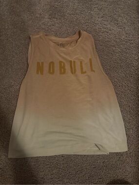 NOBULL Beige Sleeveless Tank with Mustard Logo